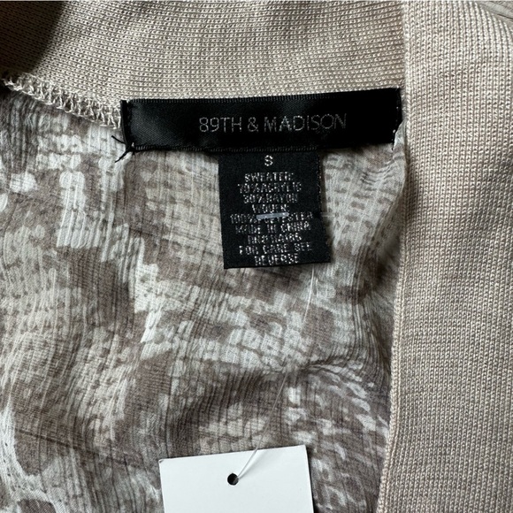 89th & Madison Open Front Cardigan | Small | Oatmeal Heather w/Nut Python NWT - Picture 4 of 7